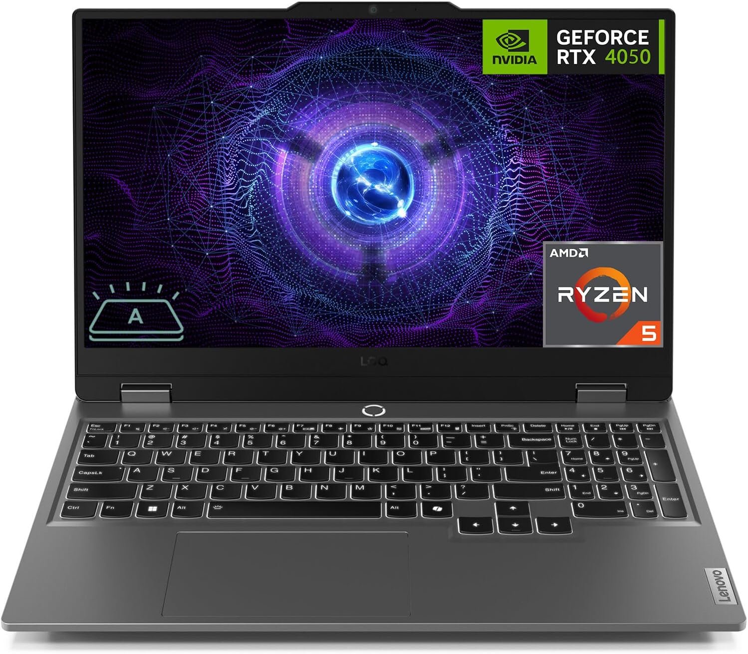 Lenovo LOQ Gaming Laptop, 15.6″ FHD 144Hz Display, AMD Ryzen 5 7235HS Processor, GeForce RTX 4050, 16GB DDR5, 512GB SSD, Wi-Fi 6, Ethernet, USB-C, HDMI, Backlit Keyboard, Windows 11 Home