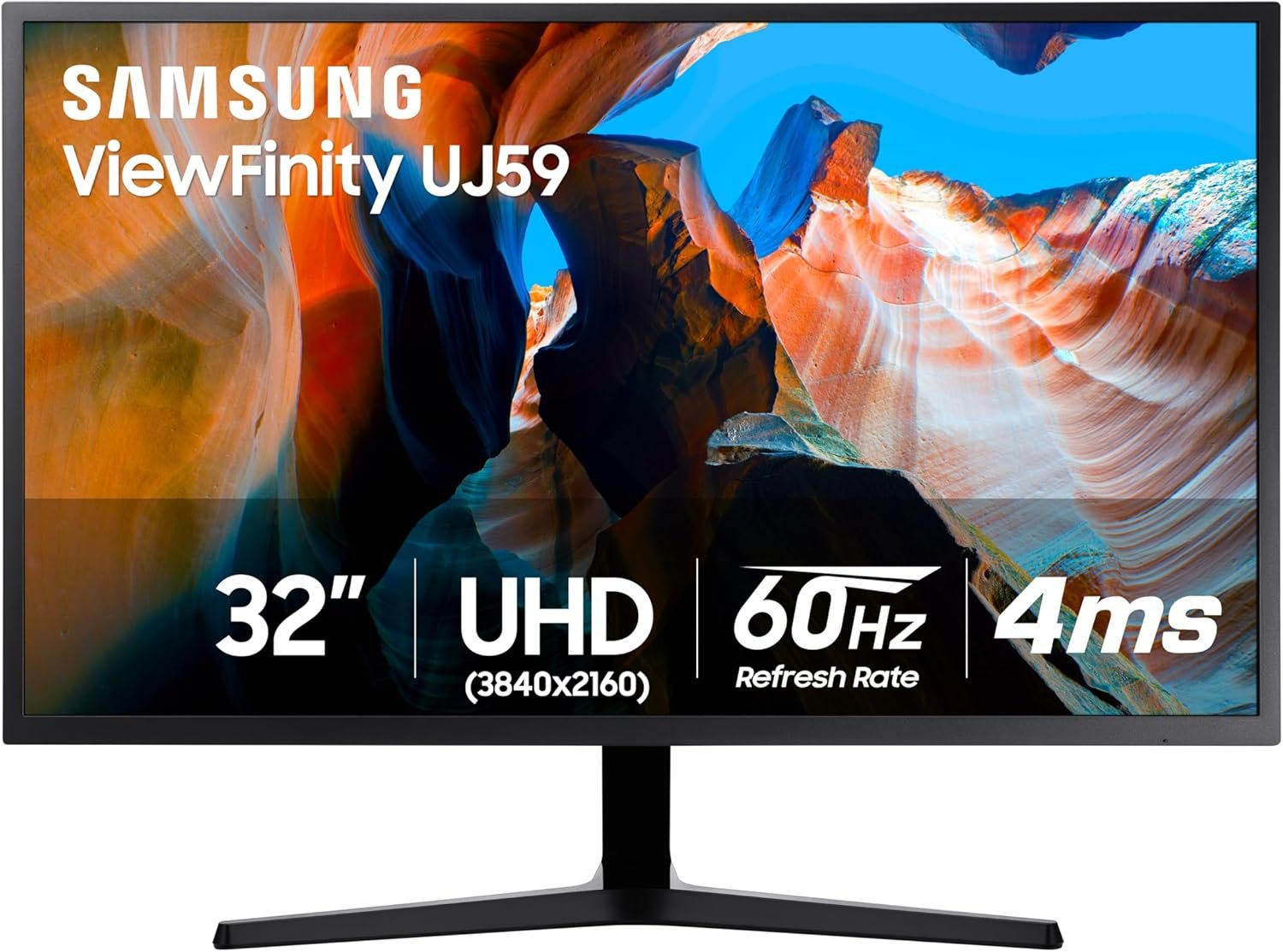 SAMSUNG 32″ UJ59 Series 4K UHD (3840×2160) Computer Monitor,VA Panel, HDMI, Display Port, Eye Saver/Flicker Free Mode, FreeSync, LU32J590UQNXZA, Black