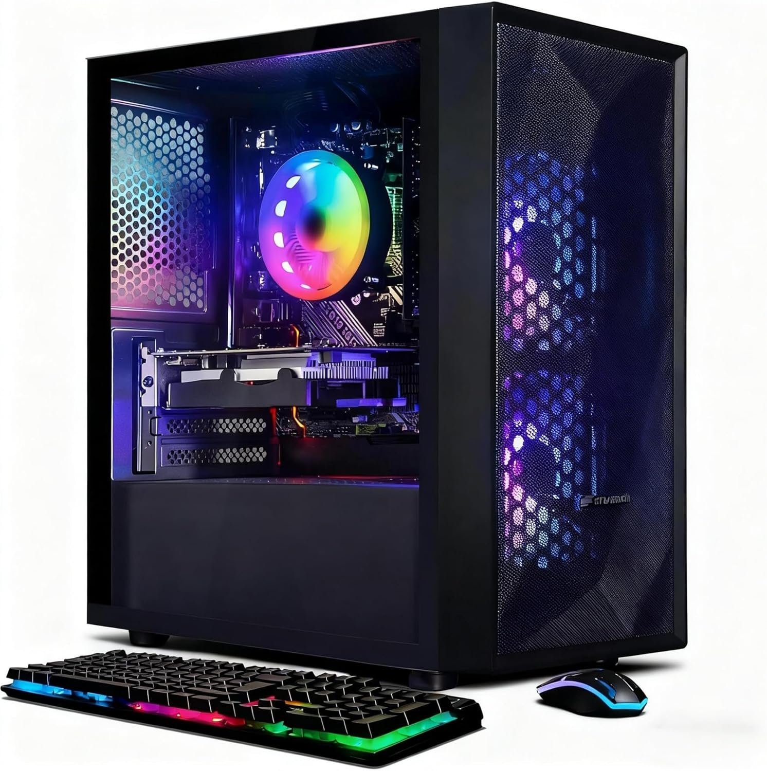 STGAubron Gaming PC Desktop Computer, Intel Core i5 up to 3.7GHz, GeForce RTX 2060 6G, 16G RAM, 512G SSD, WiFi 6, BT 5.0, RGB Fan x2, Windows 11 Home