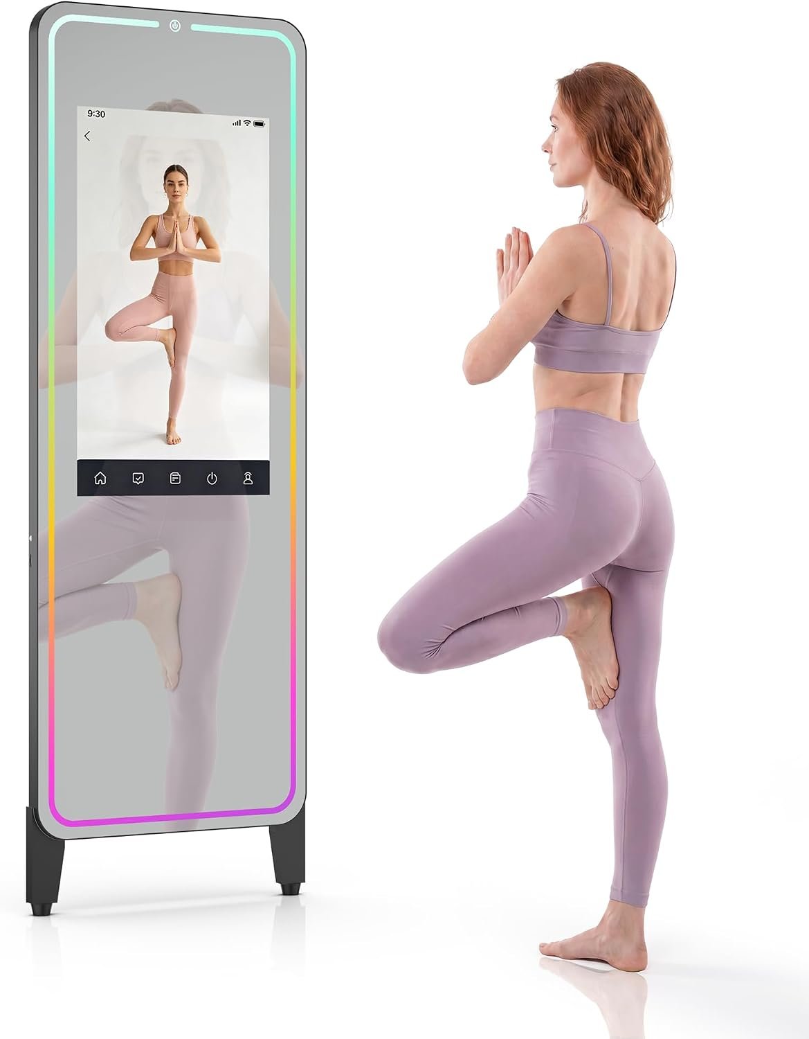 HARZHI Smart Fitness Mirror with 32” HD Touchscreen, 63” Full-Length Smart Gym Mirror, Android OS, Voice Control, for Home Gym, Yoga, Dance & Full-Body Training