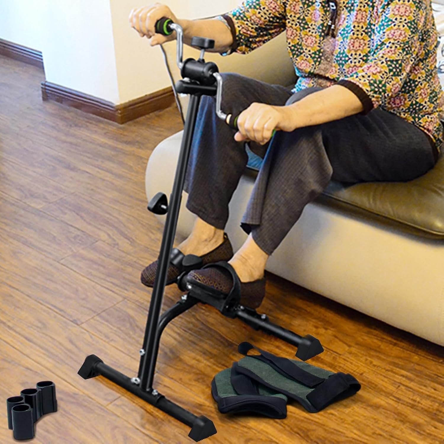 Pedal Exercise Bike for Seniors,Elderly Exercise Bike,Hand Arm Leg and Knee Fitness Machine with Massage Adjustable Height and Length for Total Body, Home Fitness Exercise Equipment Black