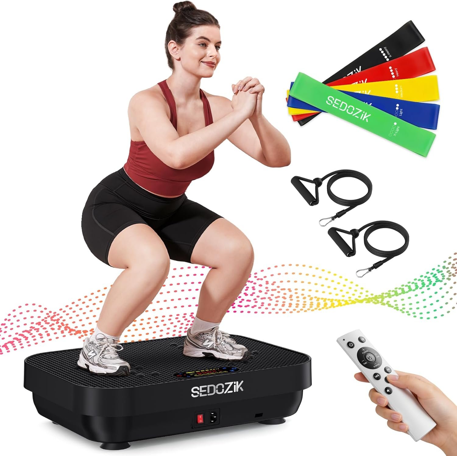 SEDOZIK Vibration Plate Exercise Machine, Vibration Plate for Lymphatic Drainage Weight Loss, 450 Lbs Capacity Full Body Vibrating Platform Workout Equipment with Bluetooth for Home Women Men, Black