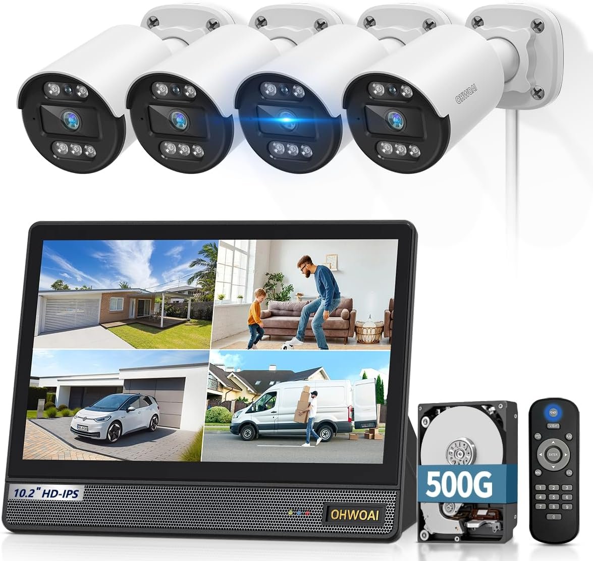 5MP Outdoor Wired Security Camera System,CCTV Cameras Outside | All-in-One DVR, Home Video Surveillance Systems, 122° Wide Angle, Motion Detection, No Monthly Fees